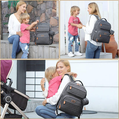 BabbleRoo Wickeltasche, Unisex, mit Wickelunterlage, Schnulleretui und Kinderwagengurten Dunkelgrau,