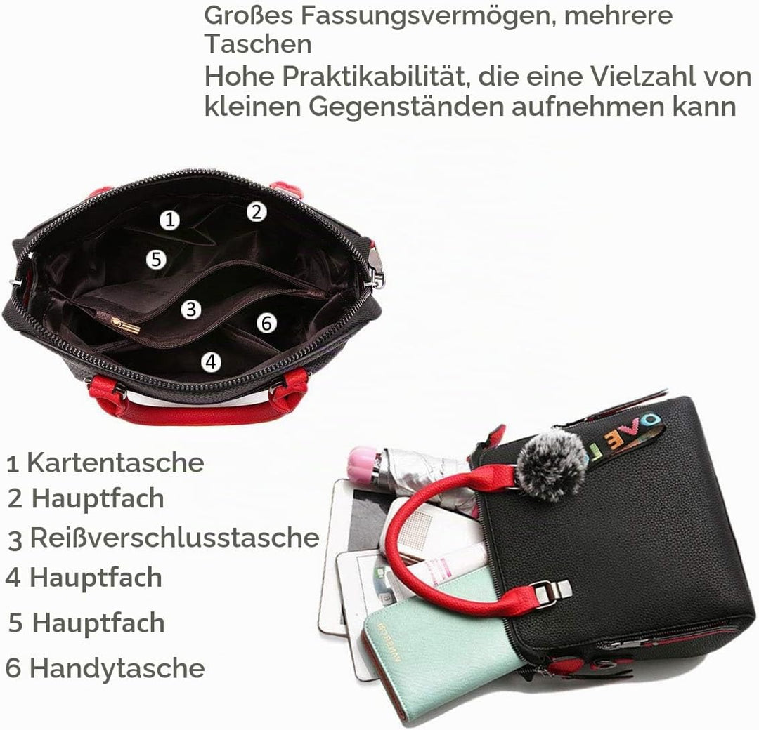 NICOLE &amp; DORIS Mode Handtaschen Damen Taschen Elegant Shopper Tote Leder Schultertasche Frauen Umhän