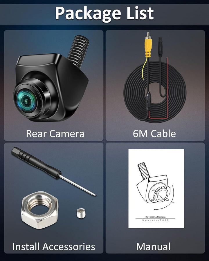 Vtopek Rückfahrkamera AHD 1080P Rückfahrkamera Auto 360° Drehbar Auto Rückfahrkamera Nachrüsten 170°