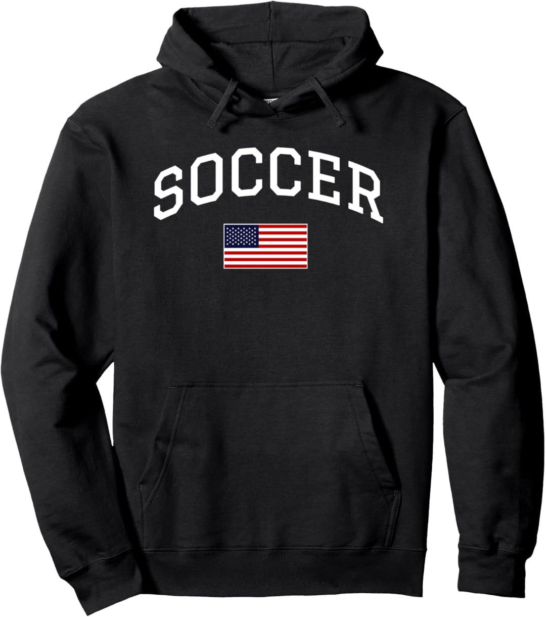 Soccer Text Arch American Flag USA Pullover Hoodie