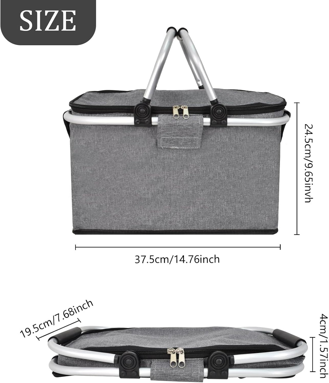 Faltbare Picknickkörbe, 20 L Grosse Kapazität Zusammenklappbare Kühltasche Isoliertasche Einkaufskör