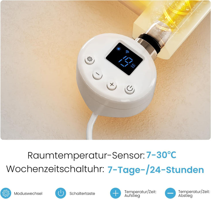 Heilmetz Badheizkörper Elektrisch mit Smart WiFi Heizstab 500W Leistung 1000 x 600 mm Weiss Gerade B