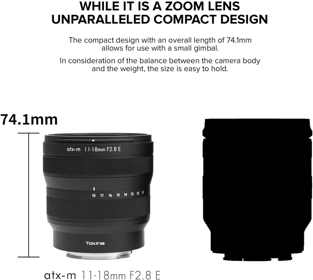 Tokina Wide Zoom Lens ATX-m 11-18mm F2.8 E-Mount, APS-C Format, Black