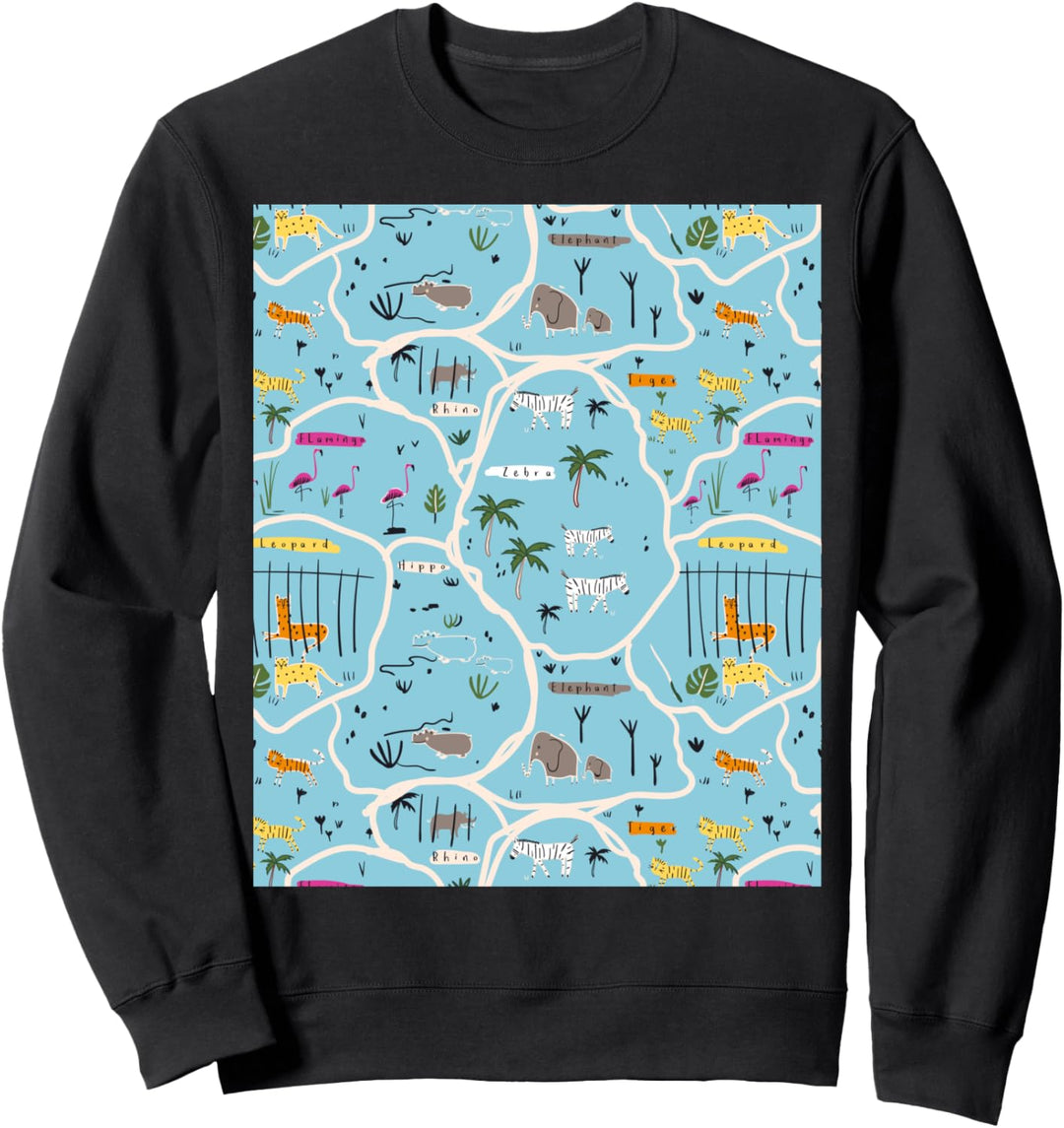 Zoo Park Karte Jungen Grafik Lustige Mädchen Neuheit Druck Sweatshirt