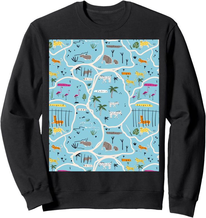 Zoo Park Karte Jungen Grafik Lustige Mädchen Neuheit Druck Sweatshirt