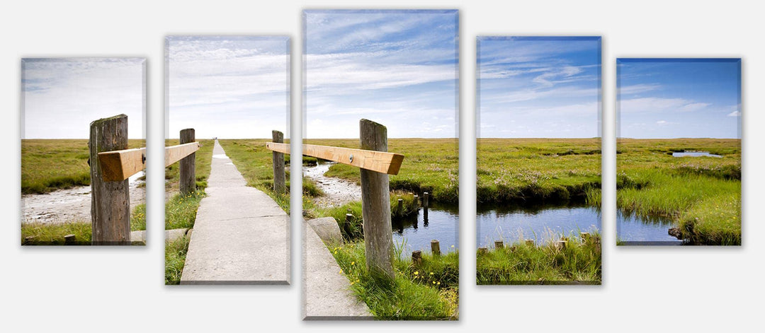 wandmotiv24 Leinwandbild Salzwiesen Nordsee Variante 1-210 x 100cm Bilder auf Leinwand, Wandbild M02
