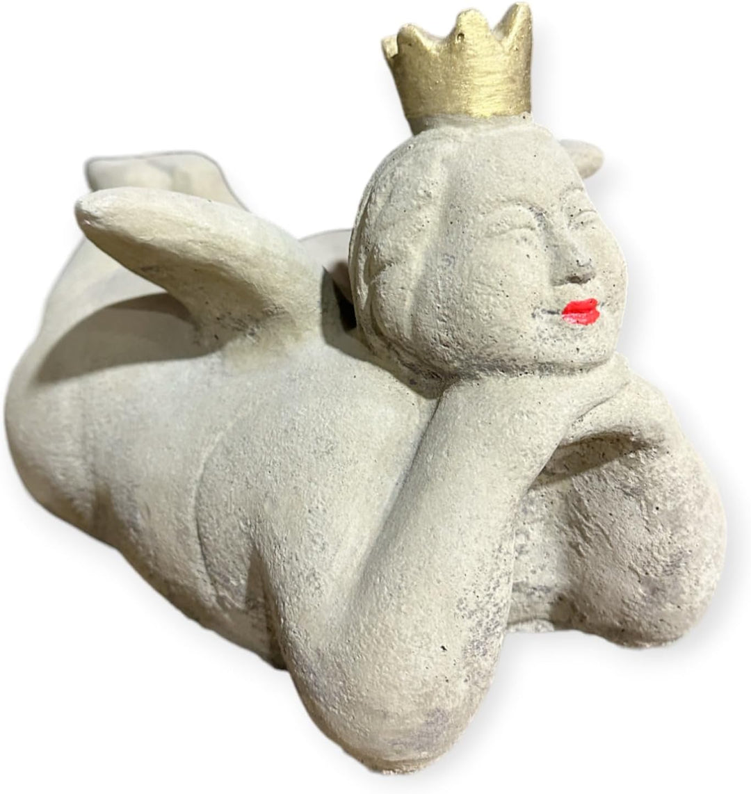 OriginalPaul Skulp & Betondesign Dicke Prinzessin mit Krone - Massiver Steinguss, Handgefertigt in D