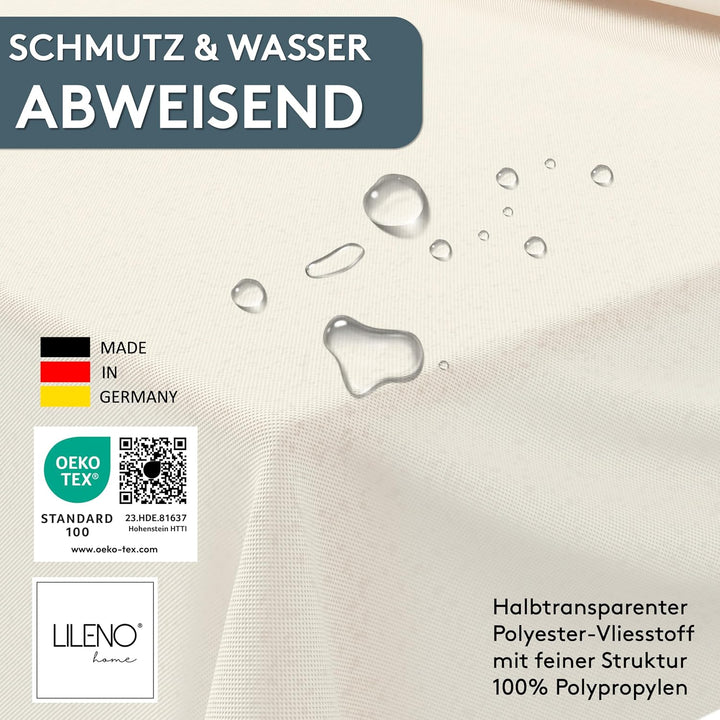 LILENO HOME Tischdeckenrolle 1,10 x 25 m - Tischdecke Creme aus Vlies - Stoffähnlich, abwaschbare Ti