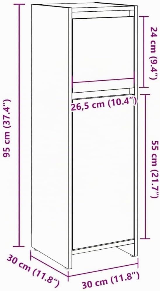 vidaXL Badezimmerschrank Betongrau 30x30x95 cm Holzwerkstoff, Badezimmermöbel, Badschrank, Toiletten