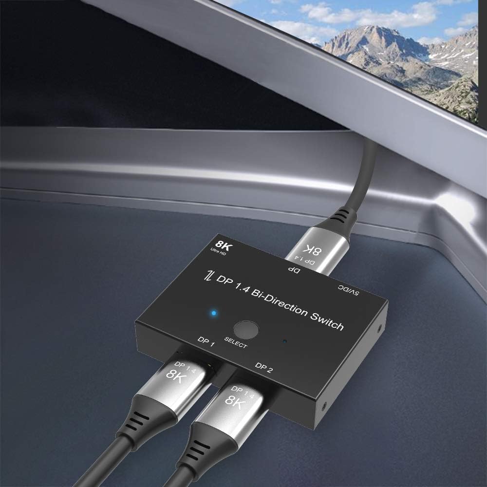 CABLEDECONN DisplayPort 8K DP 1.4 2In 1Out 1In 2Out Switch Bi-Direction 8K@30Hz 4K@120Hz Splitter Co
