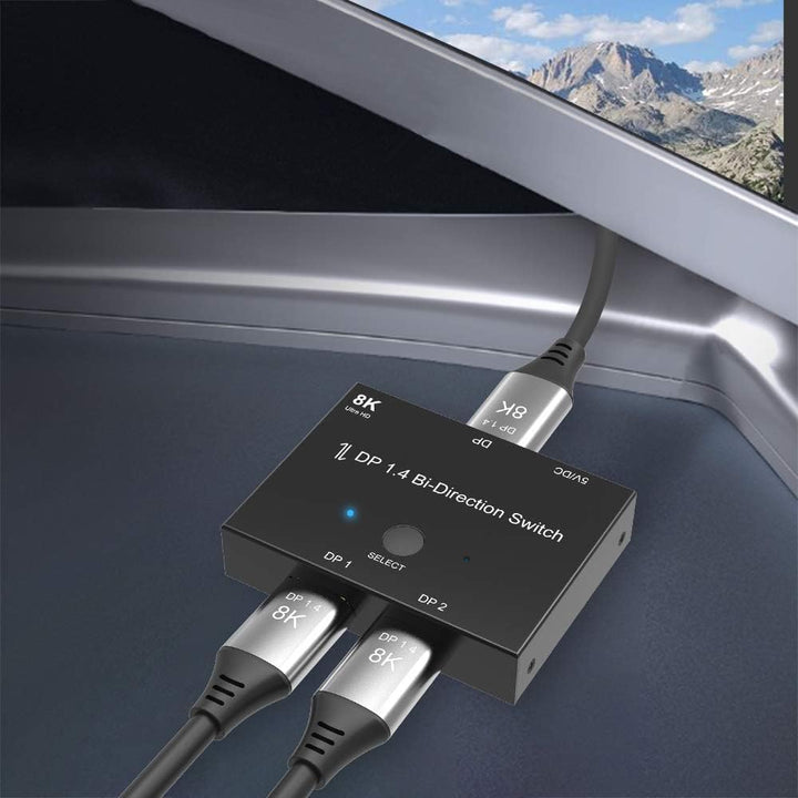 CABLEDECONN DisplayPort 8K DP 1.4 2In 1Out 1In 2Out Switch Bi-Direction 8K@30Hz 4K@120Hz Splitter Co