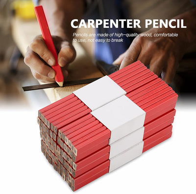 72Pcs 175mm Red Carpenter Pencil Achteckige Hartholz Markierung Bleistifte