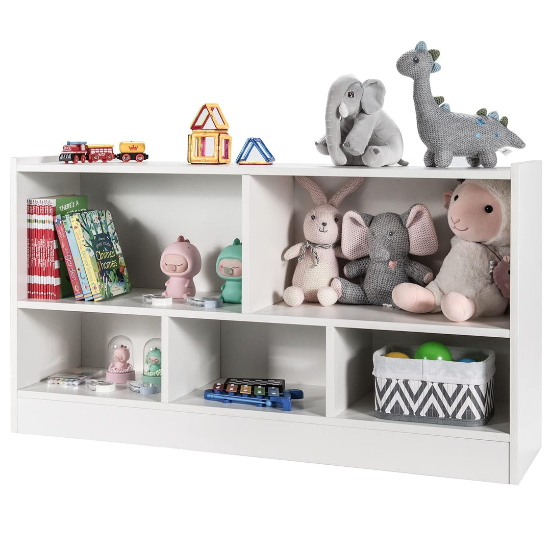 COSTWAY Kinder Spielzeugschrank Holz, Spielzeugregal mit 2 grossen Fächern und 3 kleinen Fächern, of