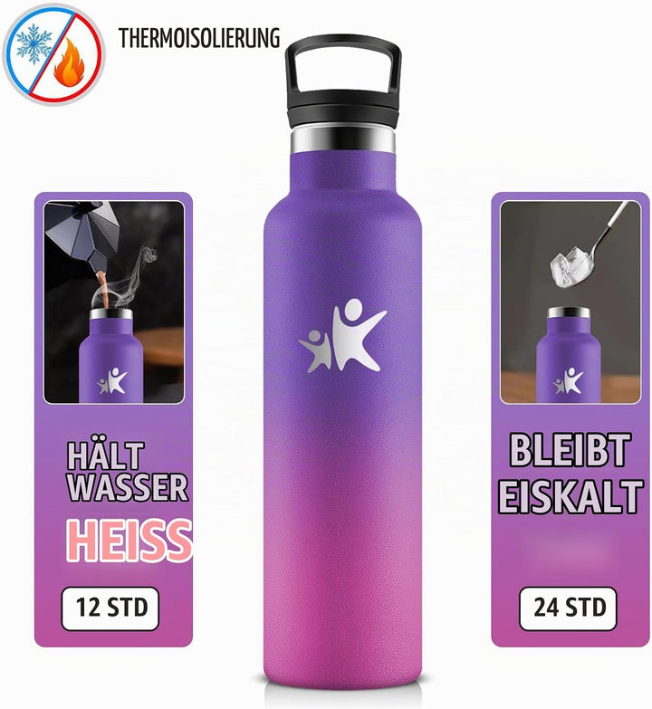 KollyKolla Trinkflasche Edelstahl 750ml, Thermoskanne BPA-Frei, Auslaufsichere Isolierflasche Doppel