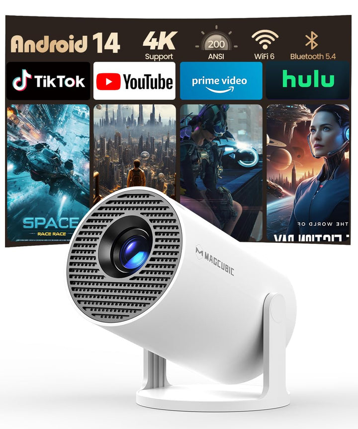 Mini Beamer 4K Unterstützt Android 11, Smart Projector 5G WiFi 6 BT 5.0, Mini Projektor Full HD 1080