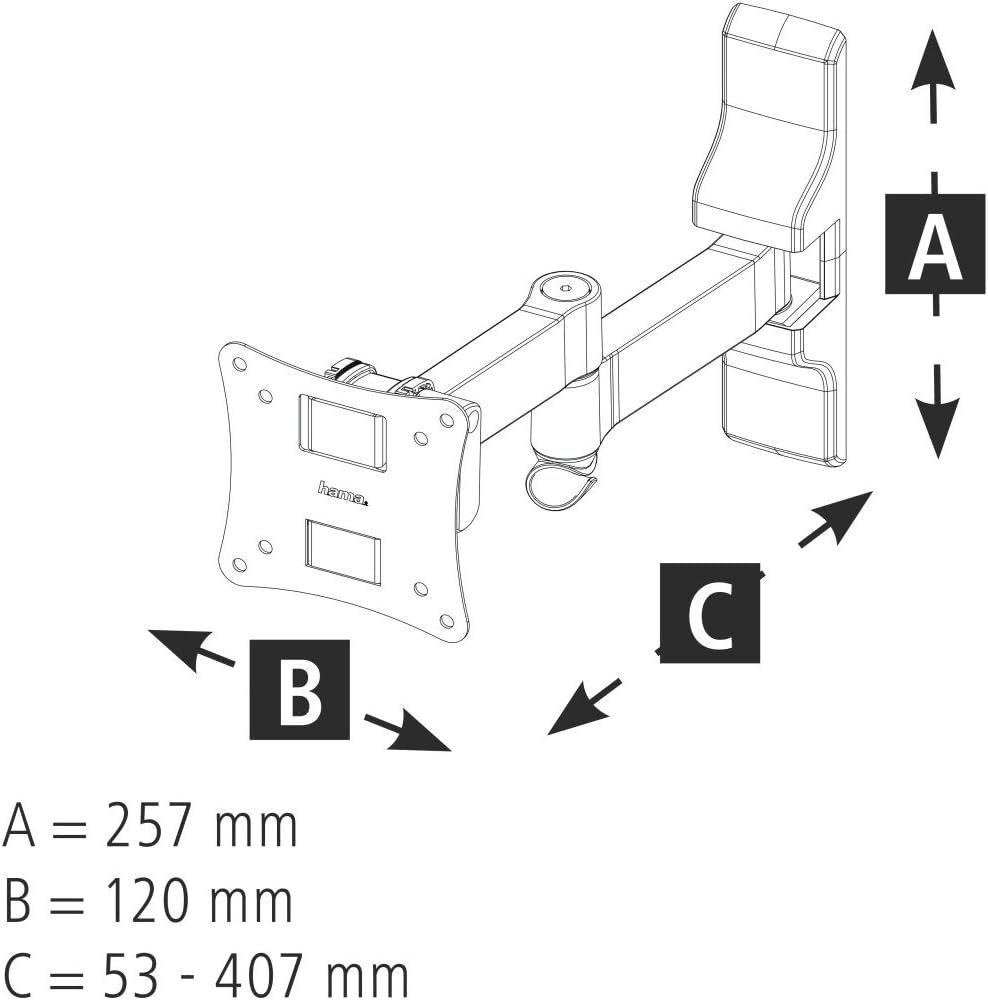 Hama Monitor-/TV-Wandhalterung (Vollbewegliche Halterung 10-26 Zoll, Wandhalter für Monitor/Fernsehe