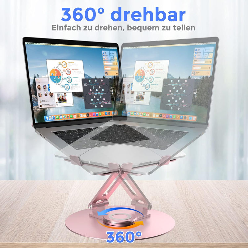 Epherie Laptop Ständer mit 360° drehbarem rundem Basis, Höhenverstellbarer ergonomischer Laptopständ