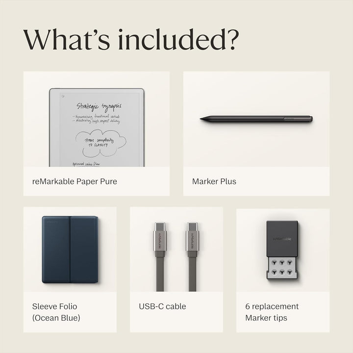 reMarkable Paper Pure Bundle – Paper Tablet mit 10,3-Zoll-Schwarz-Weiss-Display – Digitales Notizbuc