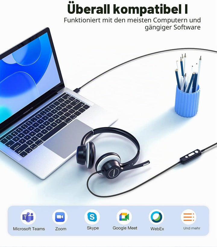 USB Headset, 3,5mm verdrahtete Headsets