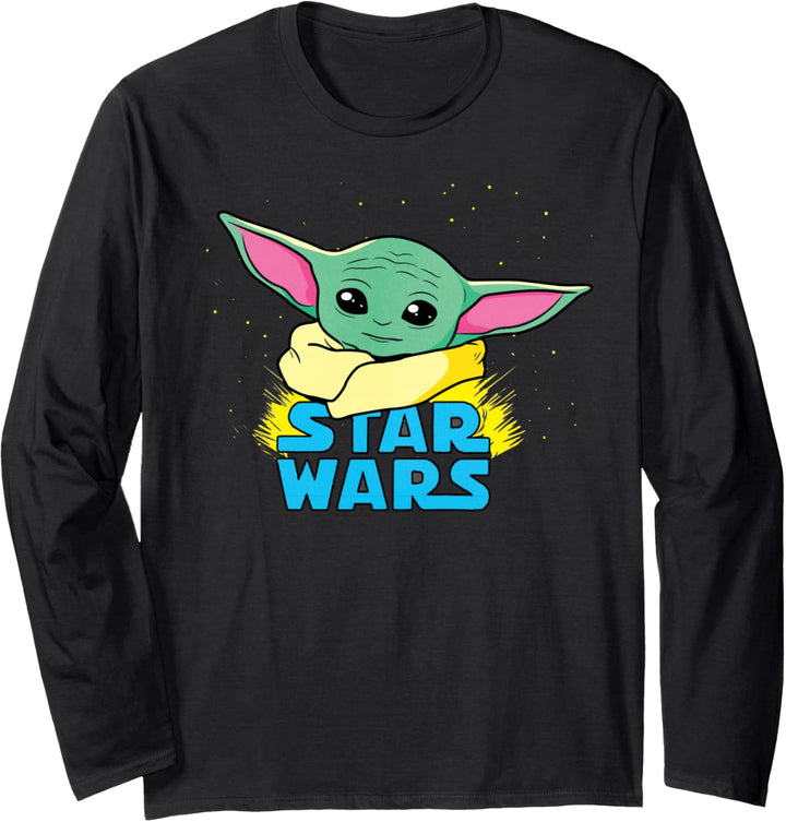 Star Wars The Mandalorian The Child Comic Book Illustration Langarmshirt