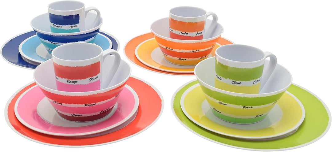Flamefield 16-Teilig Colours Set aus Melamin, Mehrfarbig Berühren Sie das Bild, um es zu vergrössern