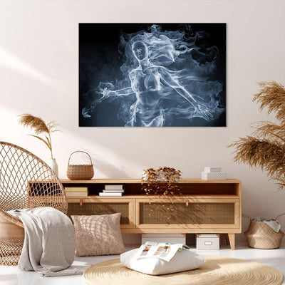 Bilder auf Leinwand 100x70cm Leinwandbild Mädchen rauch nebel kunst Gross Wanddeko Bild Schlafzimmer