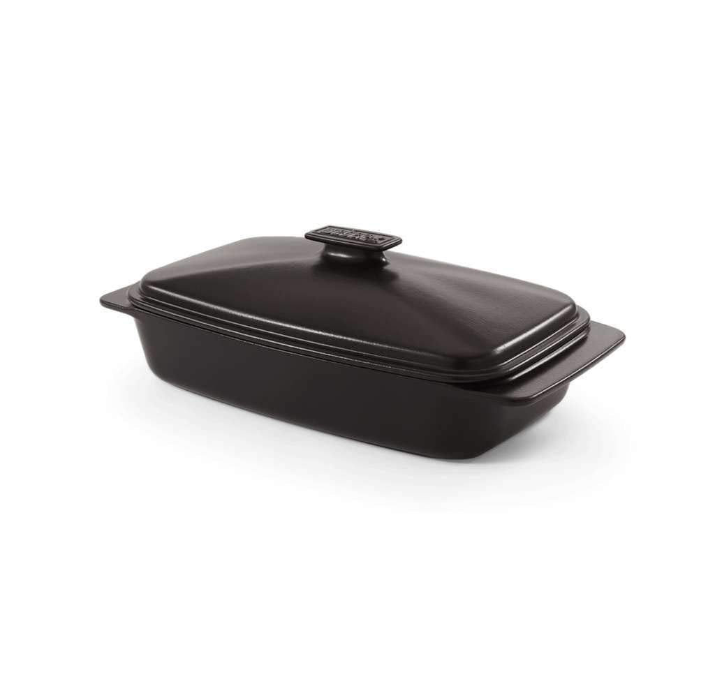 Weber 17888 BBQ Keramik-Kasserolle, Bräter, Schmorpfanne, 42x22,5 cm, schwarz Single, Single