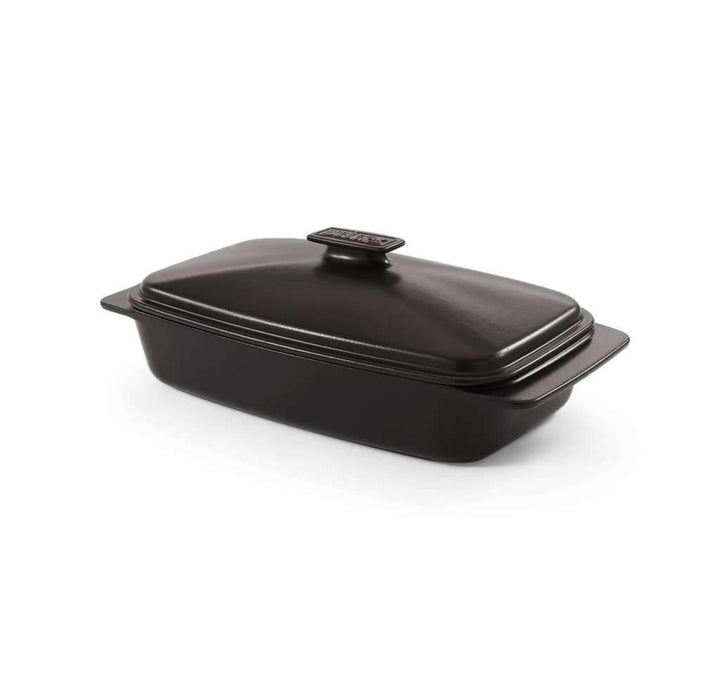 Weber 17888 BBQ Keramik-Kasserolle, Bräter, Schmorpfanne, 42x22,5 cm, schwarz Single, Single