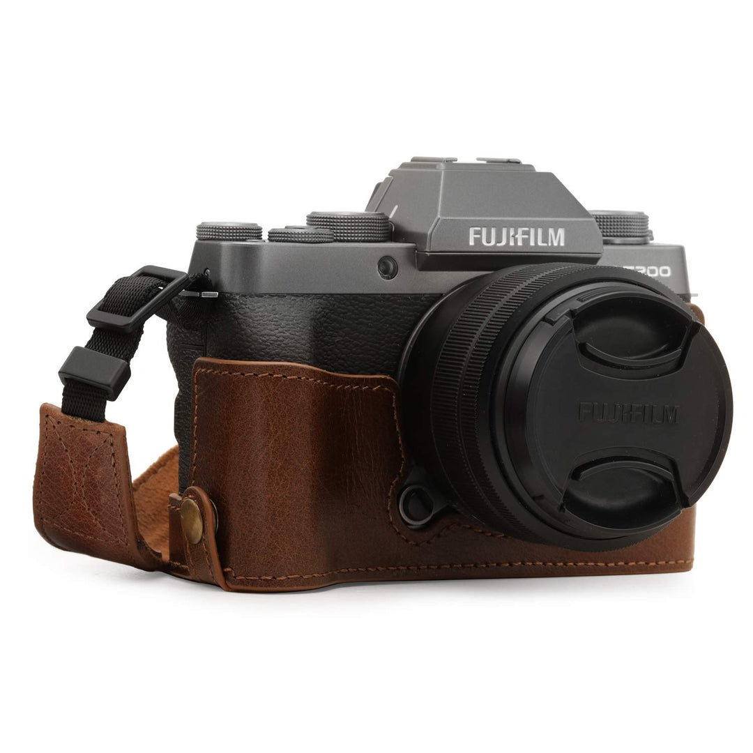 MegaGear MG1886 Ever Ready Kameratasche aus Echtleder, für Fujifilm X-T200, Braun, braun