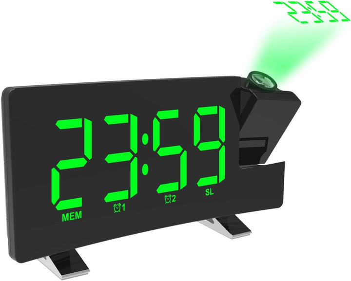 ThreeH Projektionswecker LED-Bildschirm 4 einstellbare Helligkeit Digitale Funkuhr mit USB-Telefon-L
