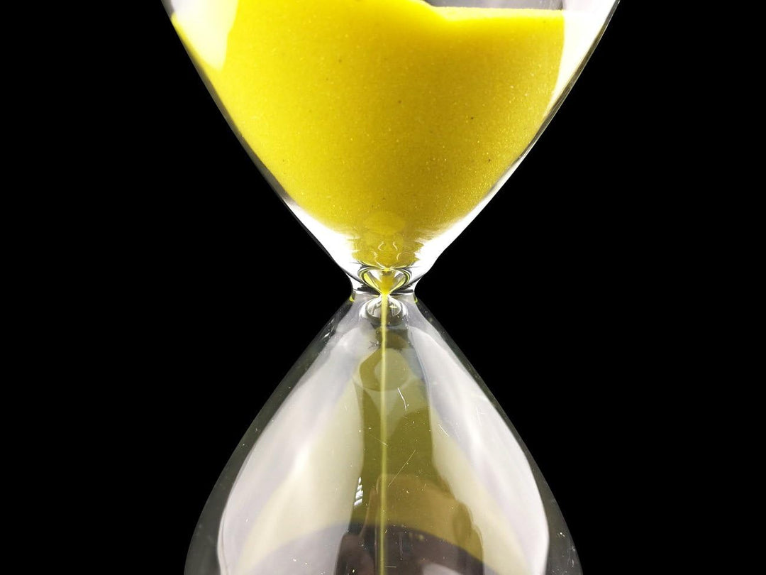 Sanduhr, farbig, Glas, Geburtstag 5 Minutes gelb, 5 Minutes Gelb