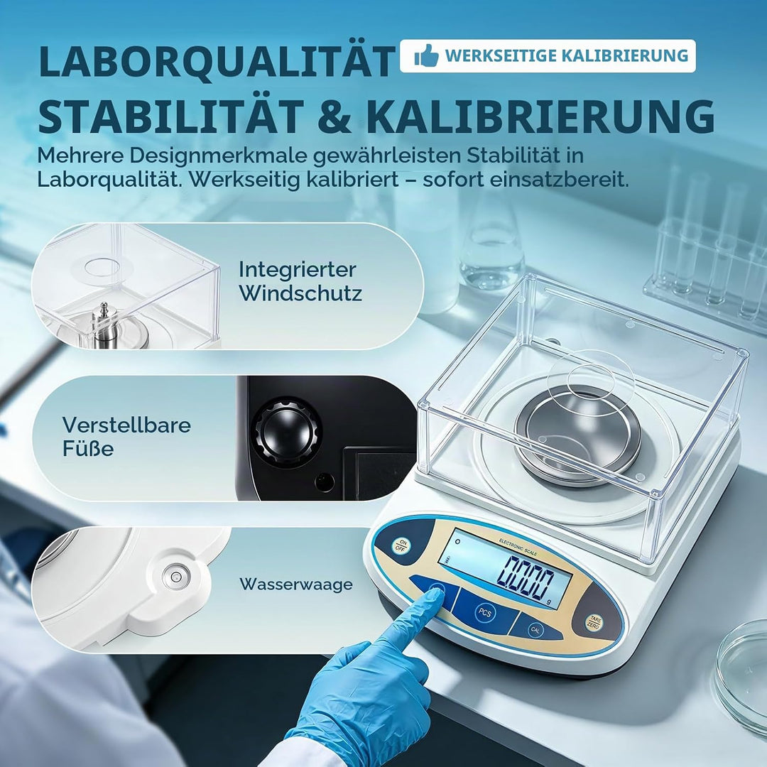 Bonvoisin 100gx0,001g Elektronische Analysenwaage Hochpräzises Laborwaage 1 mg Präzisionswaage mit W