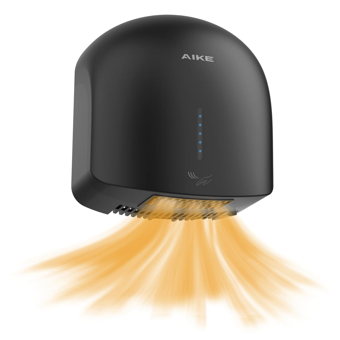 AIKE GentleAir Warmluft Handtrockner, Leise für Zuhause & Bäder, AC220V-240V, Mitternacht Schwarz, M