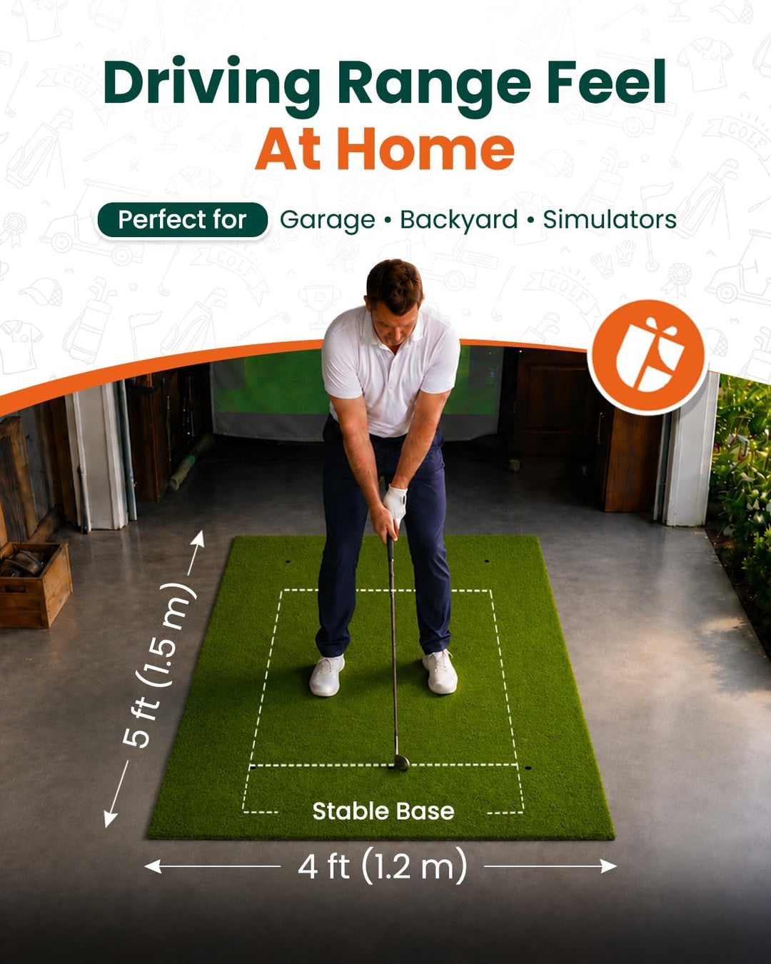 Golf-Schlagmatte für Indoor und Outdoor, Golf-Trainingsmatte mit Tragegurt, 10 PU-Golfbällen und 9 T