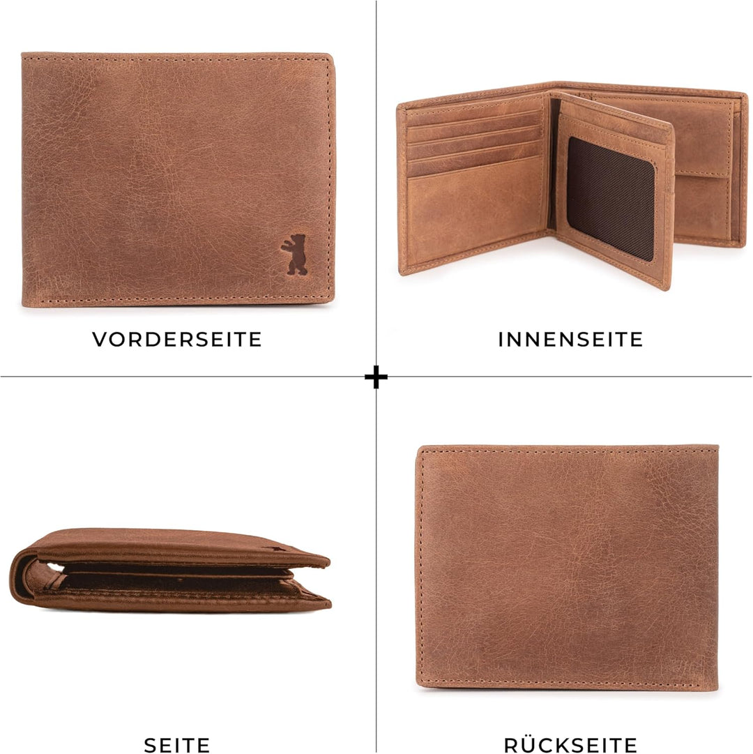 Berliner Bags Vintage Geldbörse, Portmonee aus Leder, Geldbeutel mit TÜV-geprüftem RFID-Schutz, für