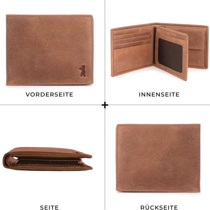Berliner Bags Vintage Geldbörse, Portmonee aus Leder, Geldbeutel mit TÜV-geprüftem RFID-Schutz, für