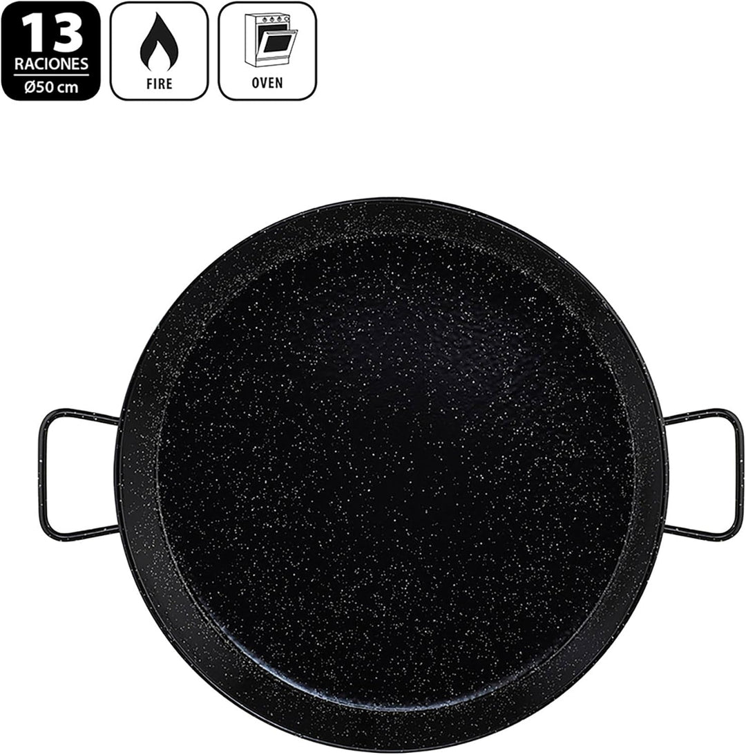 Metaltex 7398230000 Paella-Pfanne, emaillierter Stahl, Schwarz Emailliert 13 Raciones, Emailliert 13