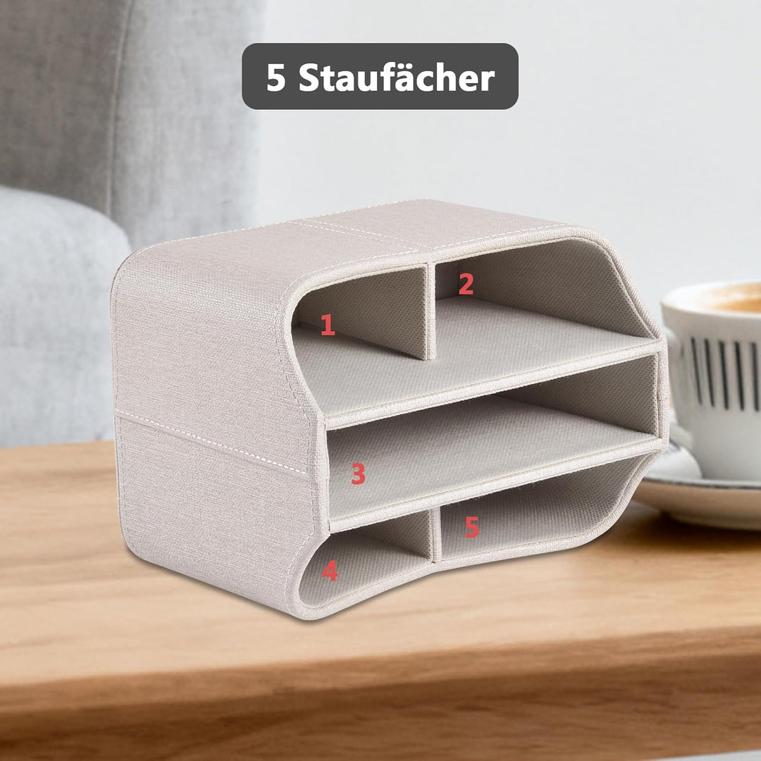 360-drehender Fernbedienungshalter, 5-Teile Nachttisch PU-Leder Multifunktionale Organizer Büro Schr
