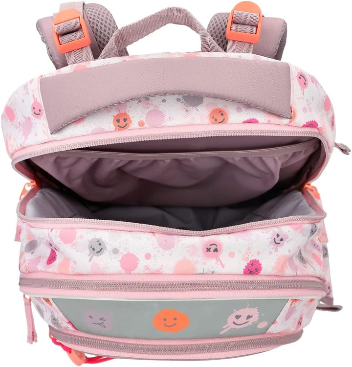 Depesche 12285 TOPModel Happy Together - Schulrucksack in Rosa mit Model-Motiv und Smiley-Muster, Ta