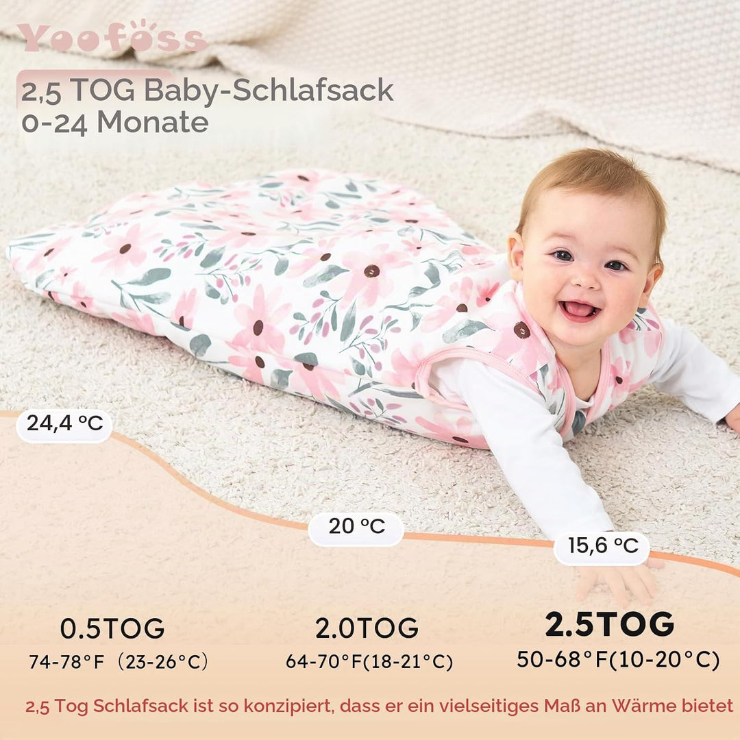 Yoofoss Baby Schlafsack Winter Baumwolle 2.5 TOG Warm Baby Winterschlafsack Herbst Weich Babyschlafs