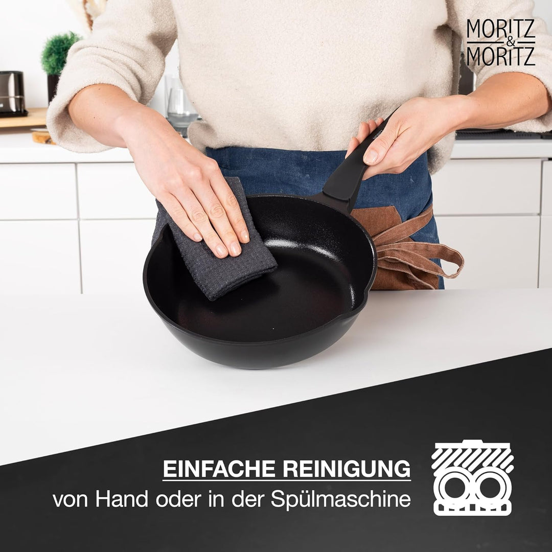 Moritz & Moritz Keramik Pfanne mit Deckel 26cm - frei von PFAS, PFOA & PTFE - Antihaft Bratpfanne 26