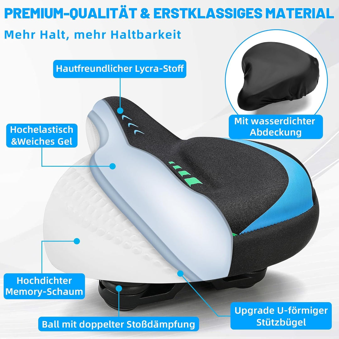 CDYWD Fahrradsattel Herren &amp; Damen Bequem, Extra Breit Weich Gel Fahrrad Sattel, Ergonomisch Polster