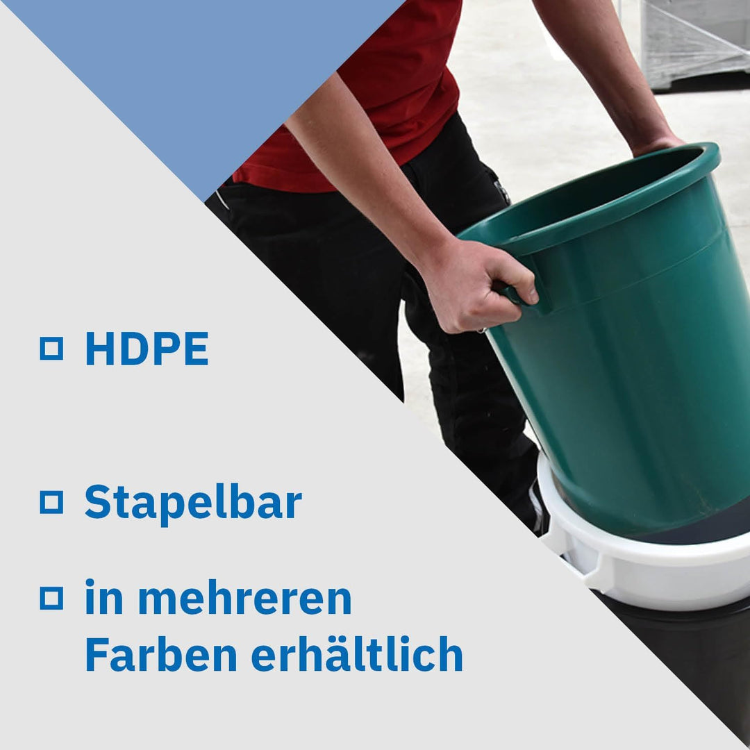 35Liter Kunststofftonne mit Griffen + Deckel, lebensmittelecht, stapelbar, Stabiler Eimer, Plastikto
