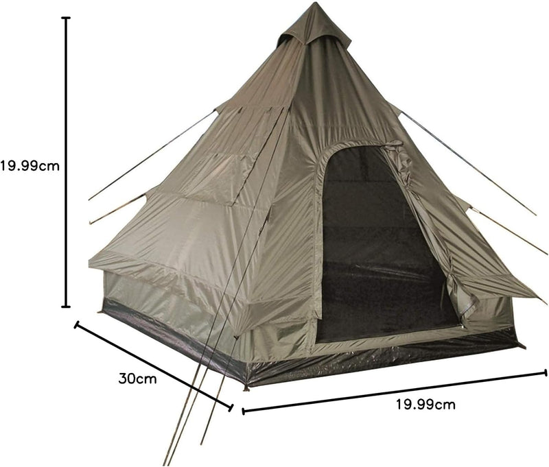 Mil-Tec 4 Personen Pyramidenzelt Tipi Mehrfarbig, Mehrfarbig