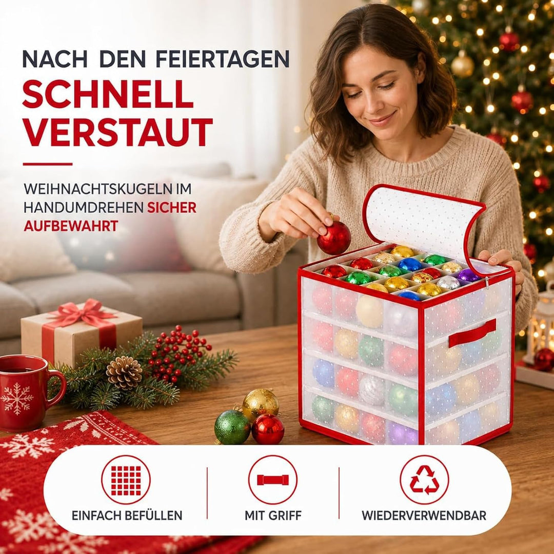 Weihnachtskugeln Aufbewahrung für 64 Christbaumkugeln