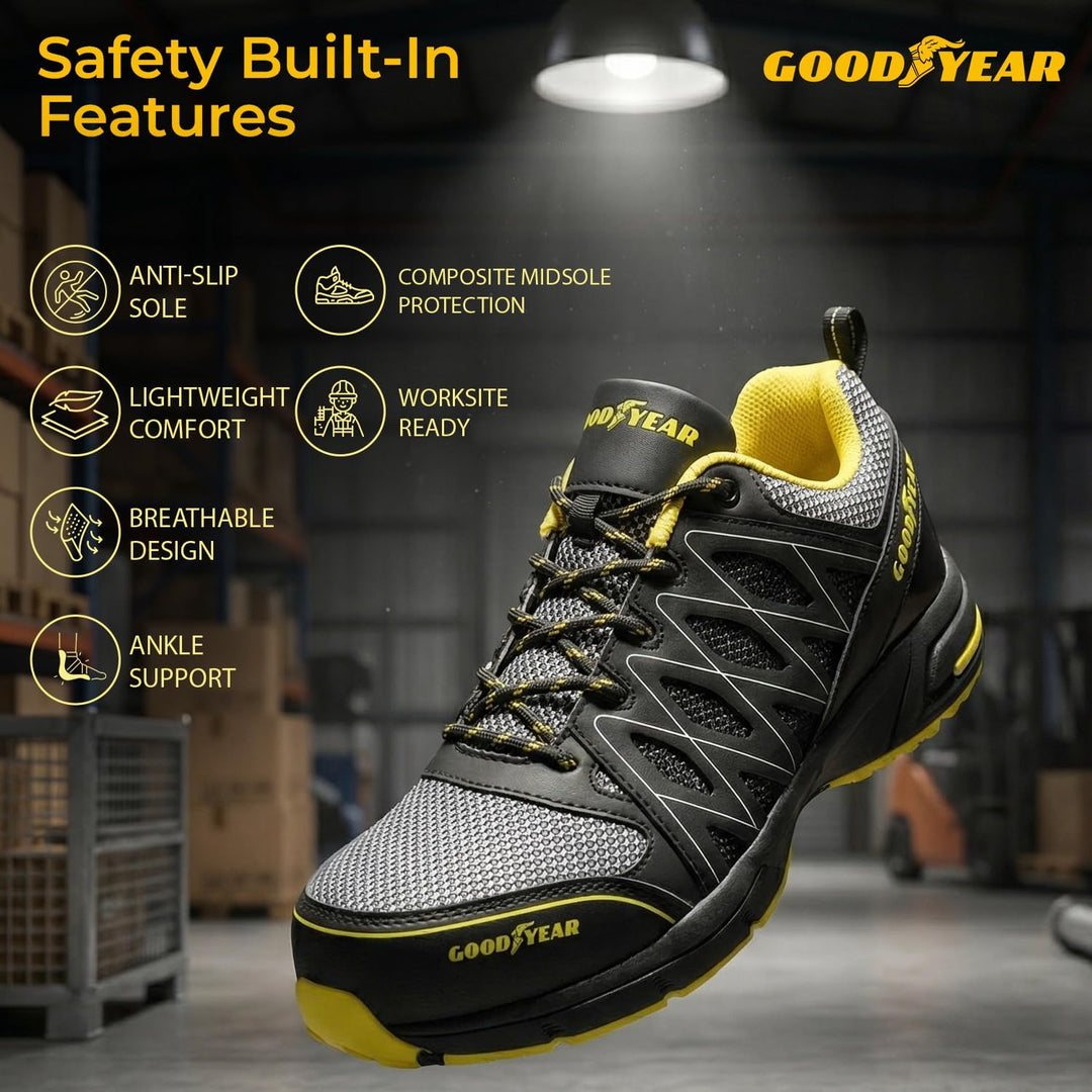 Goodyear Herren Gyshu1502 Sicherheitsschuhe, Black Yellow, 47 EU Schwarz Gelb 47 EU, Schwarz Gelb 47