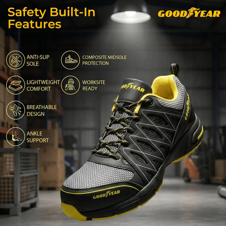 Goodyear Herren Sicherheitsschuhe, Black Yellow, 42 EU Schwarz Gelb 42 EU, Schwarz Gelb 42 EU