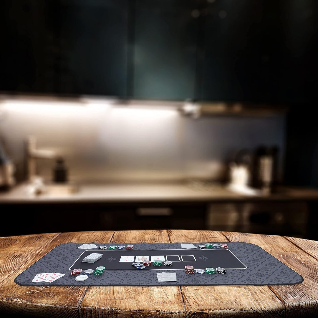 Relaxdays Pokermatte 120 x 60 cm, Texas Holdem, Pokertischauflage gross, rutschhemmend, Polyester, P