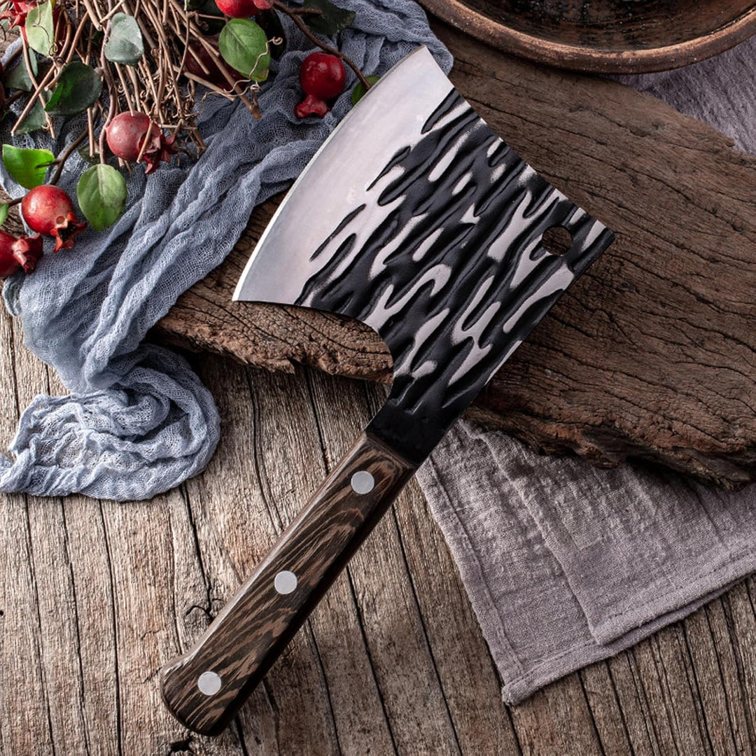 Fubinaty 6 Zoll Hackmesser Handgefertigtes geschmiedetes Knochenmesser Verdickt Heavy Duty Metzgerme