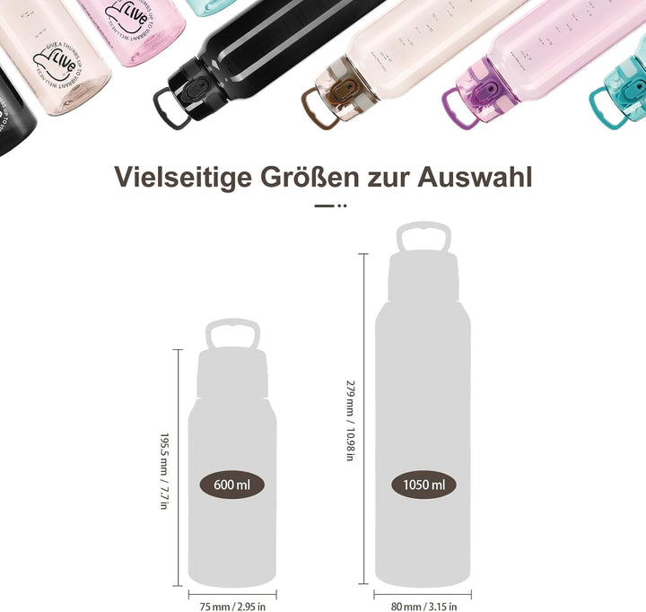 UZSPACE Trinkflasche Sport 1L, Tritan Bpa-Frei Trinkflasche Auslaufsicher mit Einhandbedienung, Kohl